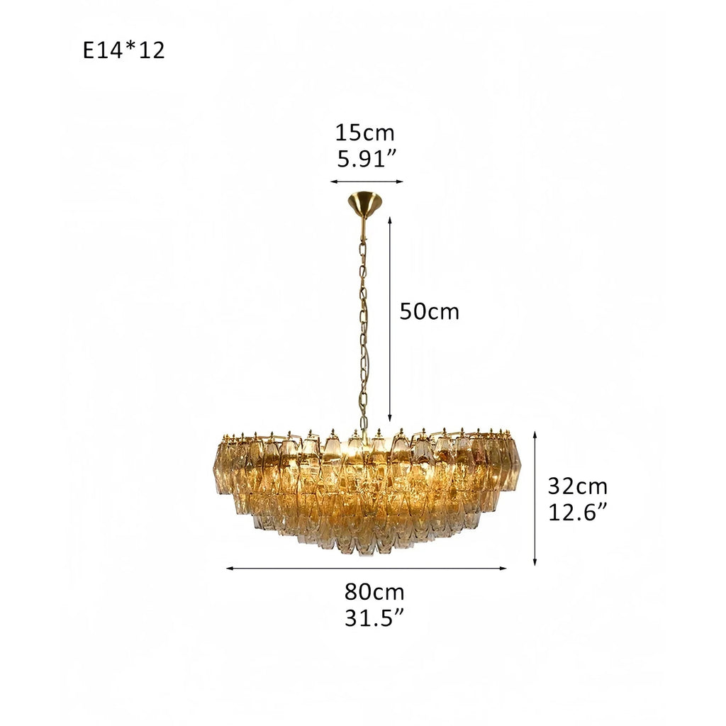Hand Blown Tier Glass Large Murano Chandelier 24"31"40" - fovolighting