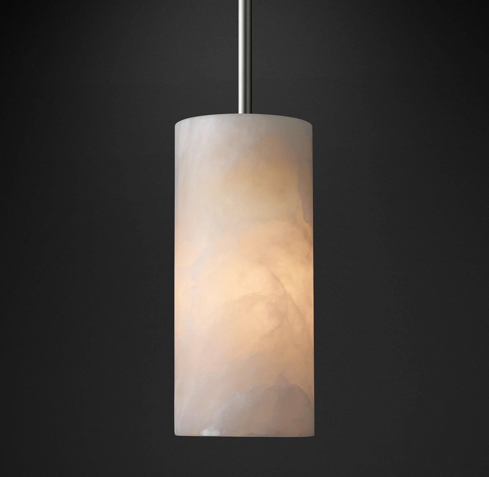 Hand Carved Alabaster Cylinder Pendant - fovolighting