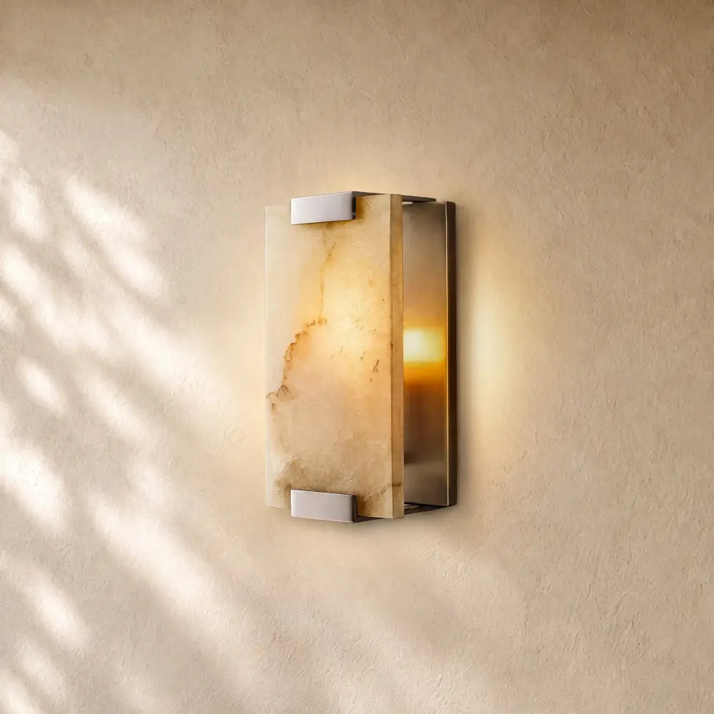 Hand-Carved Alabaster Sconce - Polished Nickel / 11’’