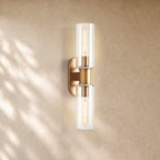 Harlins Clear Glass 2-Light Wall Sconce - Brass