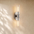 Harlins Clear Glass 2-Light Wall Sconce - Nickel