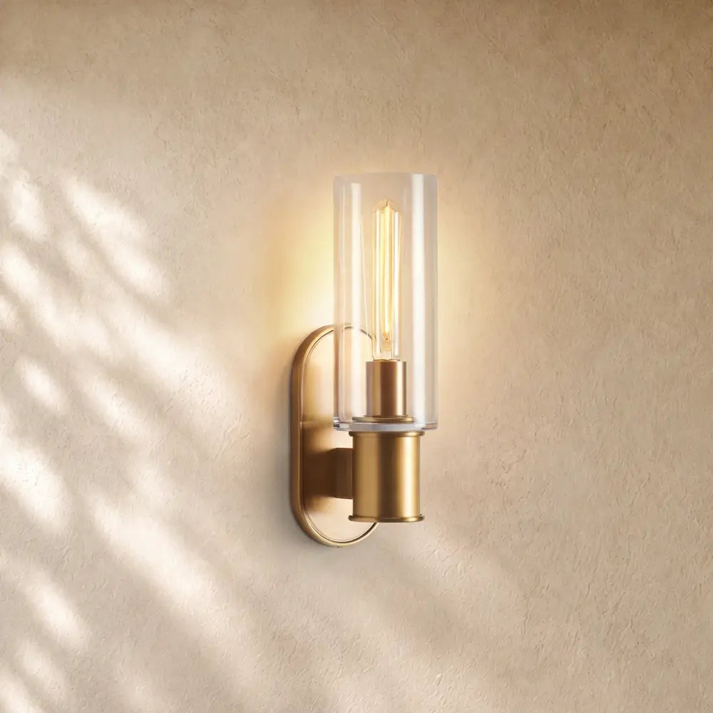 Harlins Clear Glass Wall Sconce - Brass