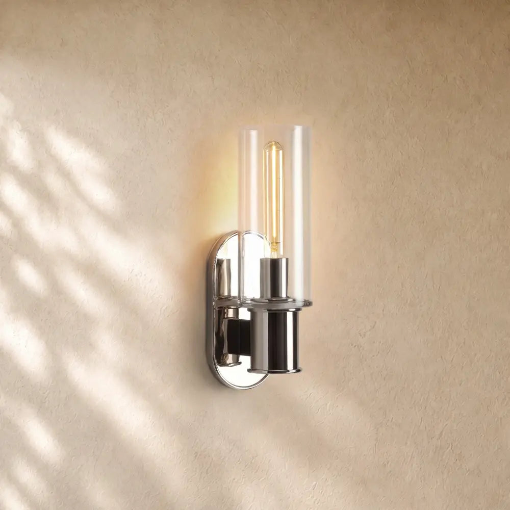 Harlins Clear Glass Wall Sconce - Nickel