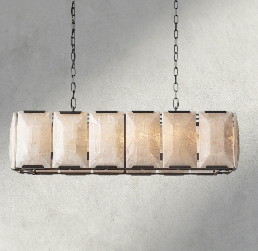 Hartley Calcite Rectangular Chandelier 42", 54", 62", 74" - fovolighting