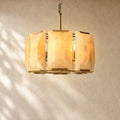 Hartley Calcite Round Alabaster Chandelier - Lacquered Brass / 19’’