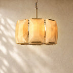 Hartley Calcite Round Alabaster Chandelier - Lacquered Brass / 19’’