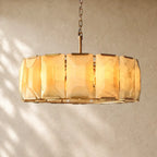 Hartley Calcite Round Alabaster Chandelier - Lacquered Brass / 31’’