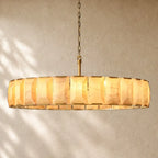 Hartley Calcite Round Alabaster Chandelier - Lacquered Brass / 60’’
