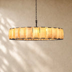 Hartley Calcite Round Alabaster Chandelier - Matte Black / 60’’