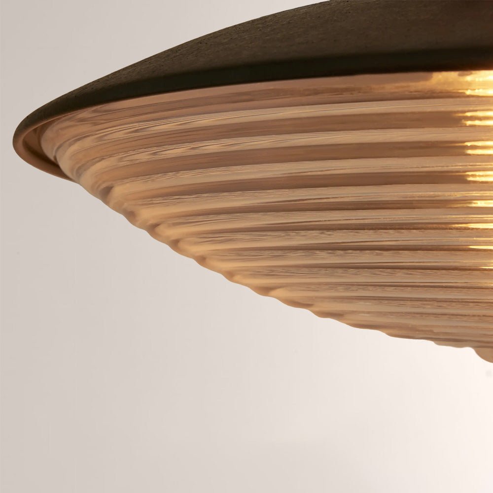 Haven Blackened Iron Ribbed Glass Outdoor Sconce - fovolighting