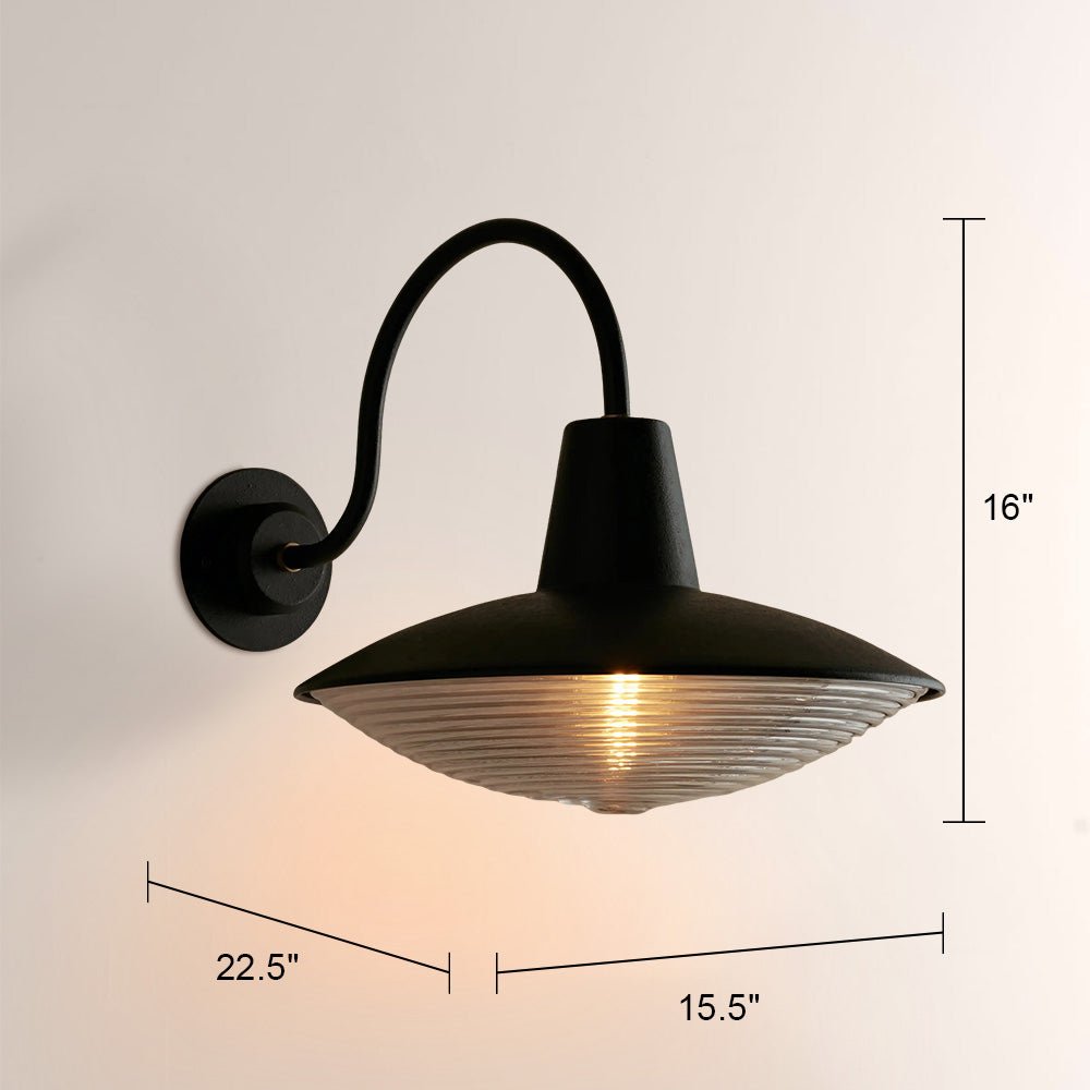 Haven Blackened Iron Ribbed Glass Outdoor Sconce - fovolighting
