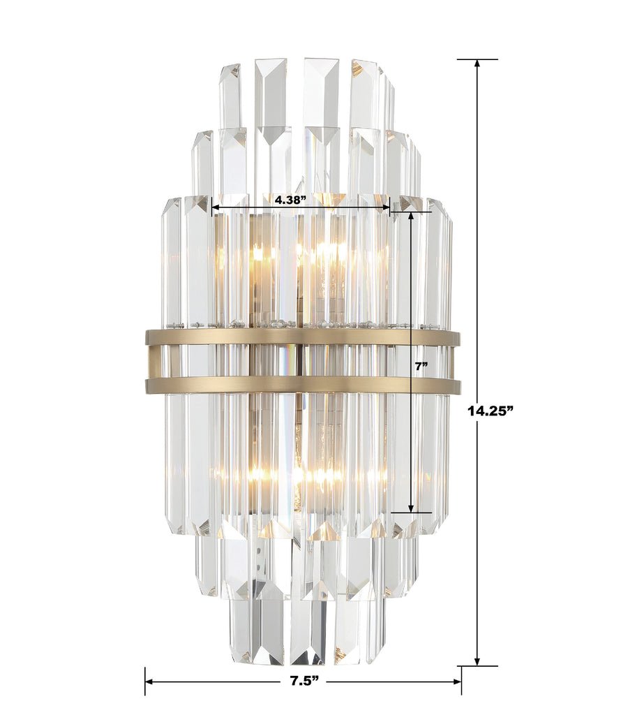 Hayes Crystal 2 Light Wall Sconce - fovolighting