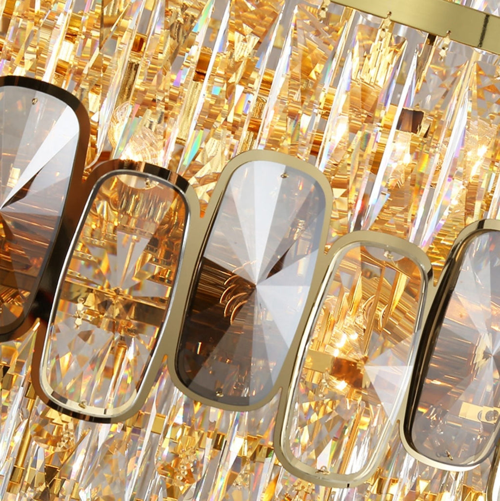 Honeycomb Shaped Ceiling Chandelier Extra Large Crystal Light Fixture For Foyer Staircase/ Entryway In Gold Finish - fovolighting