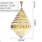 Honeycomb Shaped Ceiling Chandelier Extra Large Crystal Light Fixture For Foyer Staircase/ Entryway In Gold Finish - fovolighting
