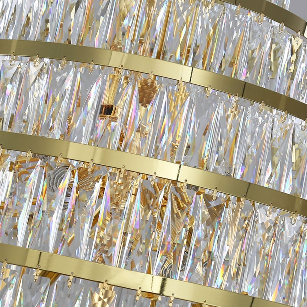Honeycomb Shaped Ceiling Chandelier Extra Large Crystal Light Fixture For Foyer Staircase/ Entryway In Gold Finish - fovolighting