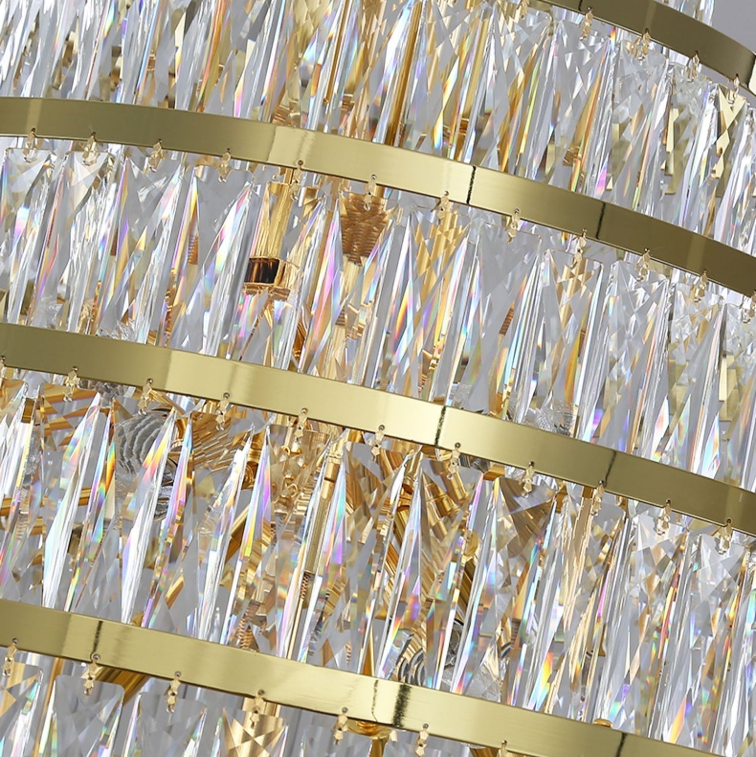 Honeycomb Shaped Ceiling Chandelier Extra Large Crystal Light Fixture For Foyer Staircase/ Entryway In Gold Finish - fovolighting