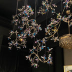 Hotel Entrance Crystal Flower Branch Chandelier Luxury Ceiling Lighting Fixture For Foyer Entryway - fovolighting