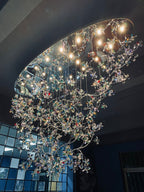 Hotel Entrance Crystal Flower Branch Chandelier Luxury Ceiling Lighting Fixture For Foyer Entryway - fovolighting