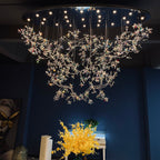 Hotel Entrance Crystal Flower Branch Chandelier Luxury Ceiling Lighting Fixture For Foyer Entryway - fovolighting