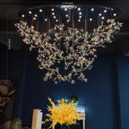 Hotel Entrance Crystal Flower Branch Chandelier Luxury Ceiling Lighting Fixture For Foyer Entryway - fovolighting