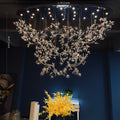 Hotel Entrance Crystal Flower Branch Chandelier Luxury Ceiling Lighting Fixture For Foyer Entryway - fovolighting