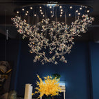 Hotel Entrance Crystal Flower Branch Chandelier Luxury Ceiling Lighting Fixture For Foyer Entryway - fovolighting