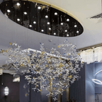 Hotel Entrance Crystal Flower Branch Chandelier Luxury Ceiling Lighting Fixture For Foyer Entryway - fovolighting