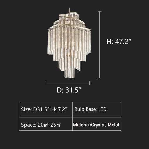 Huge Post - modern Hollow Glass Tube Tassel Chandelier for Living Room/Foyer/Villa/Stairs - fovolighting
