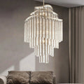 Huge Post - modern Hollow Glass Tube Tassel Chandelier for Living Room/Foyer/Villa/Stairs - fovolighting