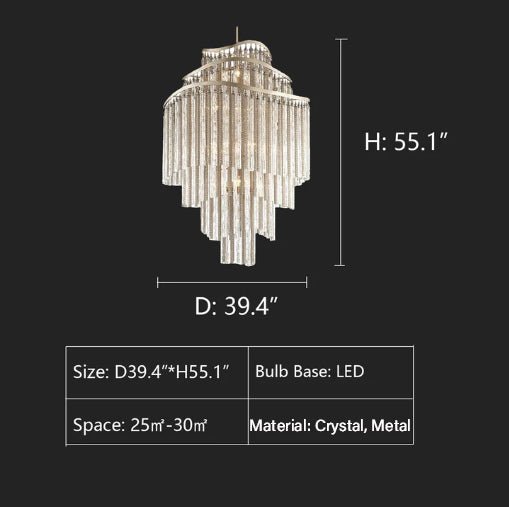 Huge Post - modern Hollow Glass Tube Tassel Chandelier for Living Room/Foyer/Villa/Stairs - fovolighting