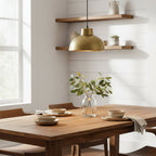 Industrial Pendant Light with Hammered Brass Shade and Adjustable Hanging Length - fovolighting