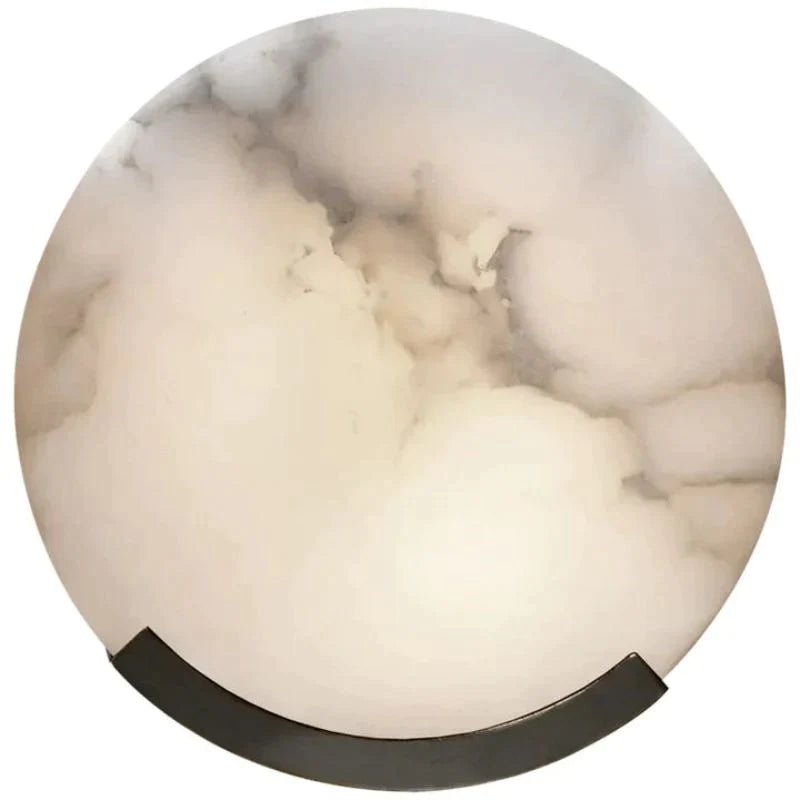 Iris Alabaster Round Plate Sconce,Modern Wall Lamp - fovolighting