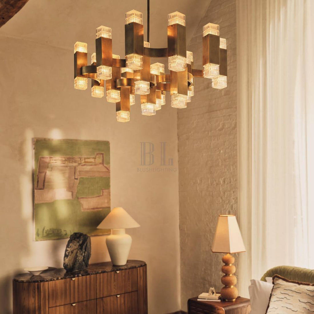 Kennedy Glass Chandelier 32"W - fovolighting