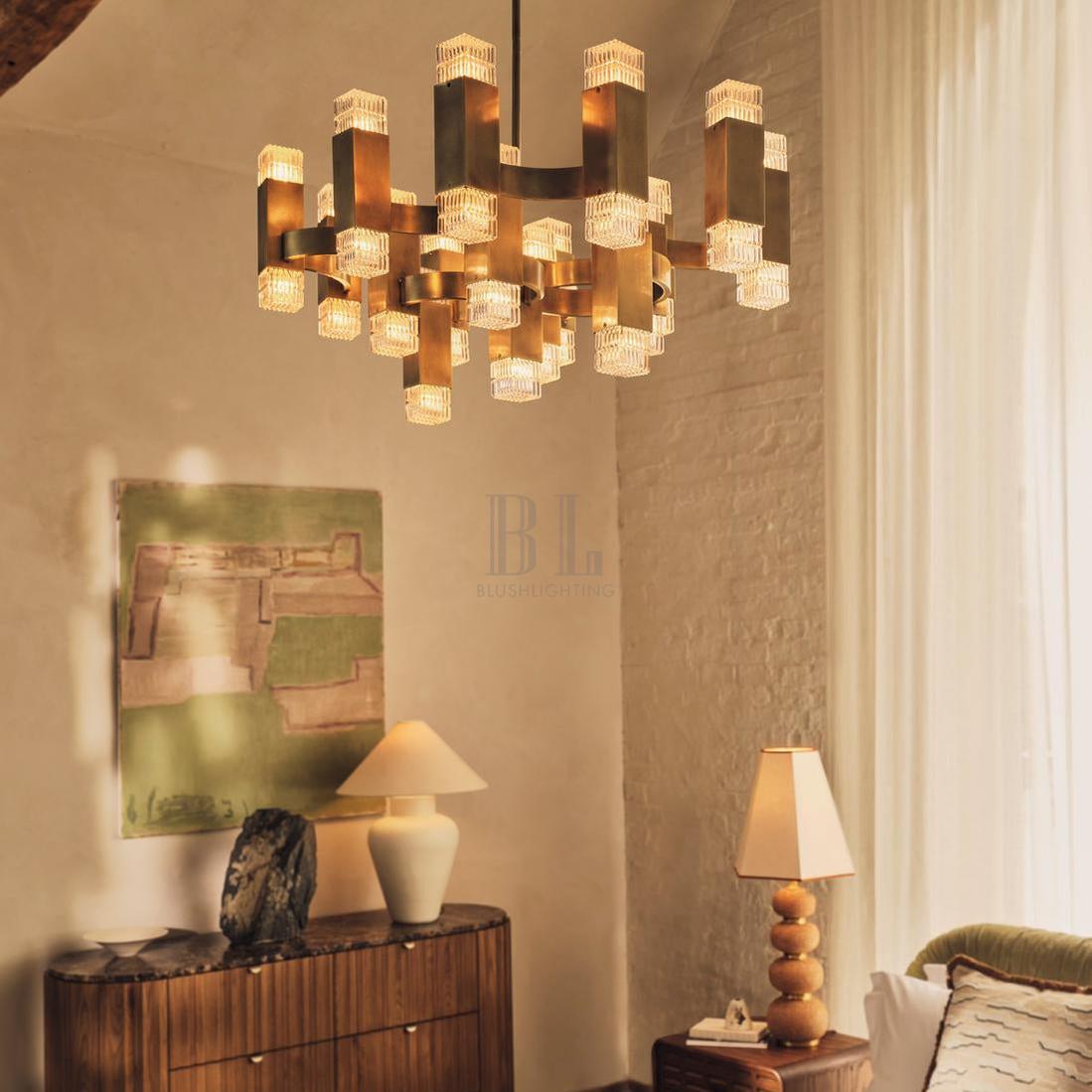 Kennedy Glass Chandelier 32"W - fovolighting