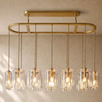 LACOUR GLASS RECTANGULAR CHANDELIER - Lacquered Burnished Brass / 54’’ / Clear