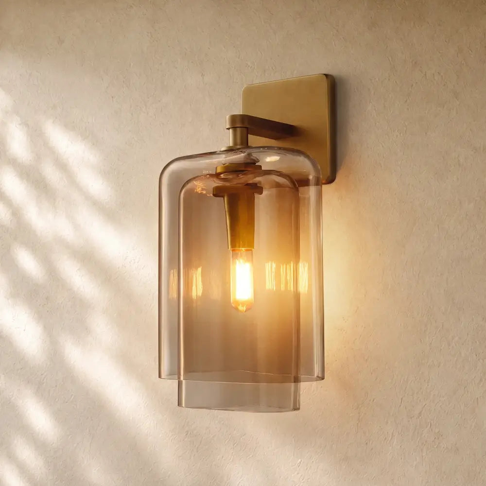 Lacourt Amber Glass Sconce - Lacquered Burnished Brass / 14’’ / Amber