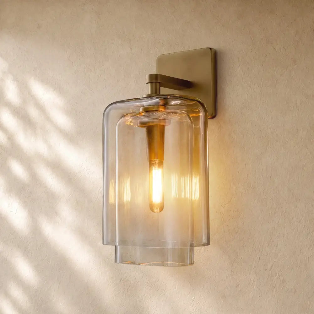 Lacourt Amber Glass Sconce - Lacquered Burnished Brass / 14’’ / Clear