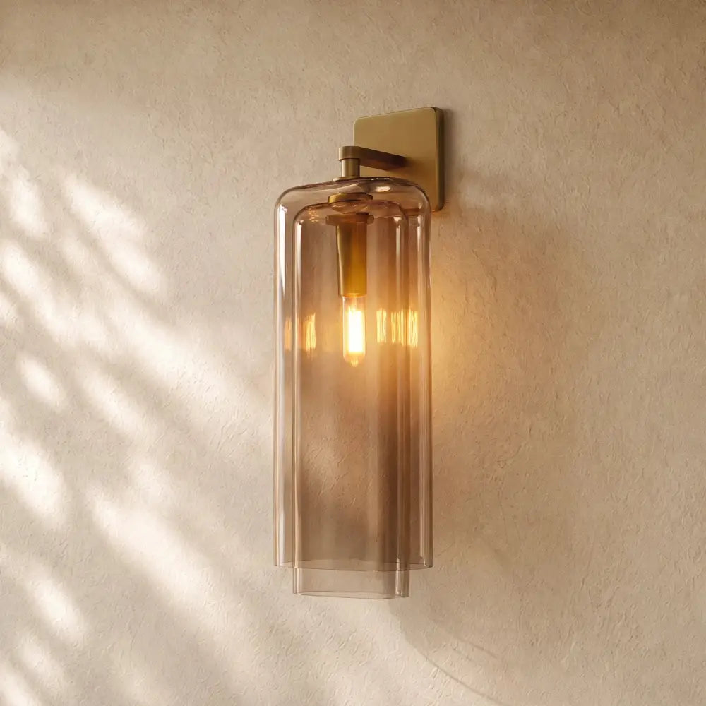 Lacourt Amber Glass Sconce - Lacquered Burnished Brass / 21’’ / Amber