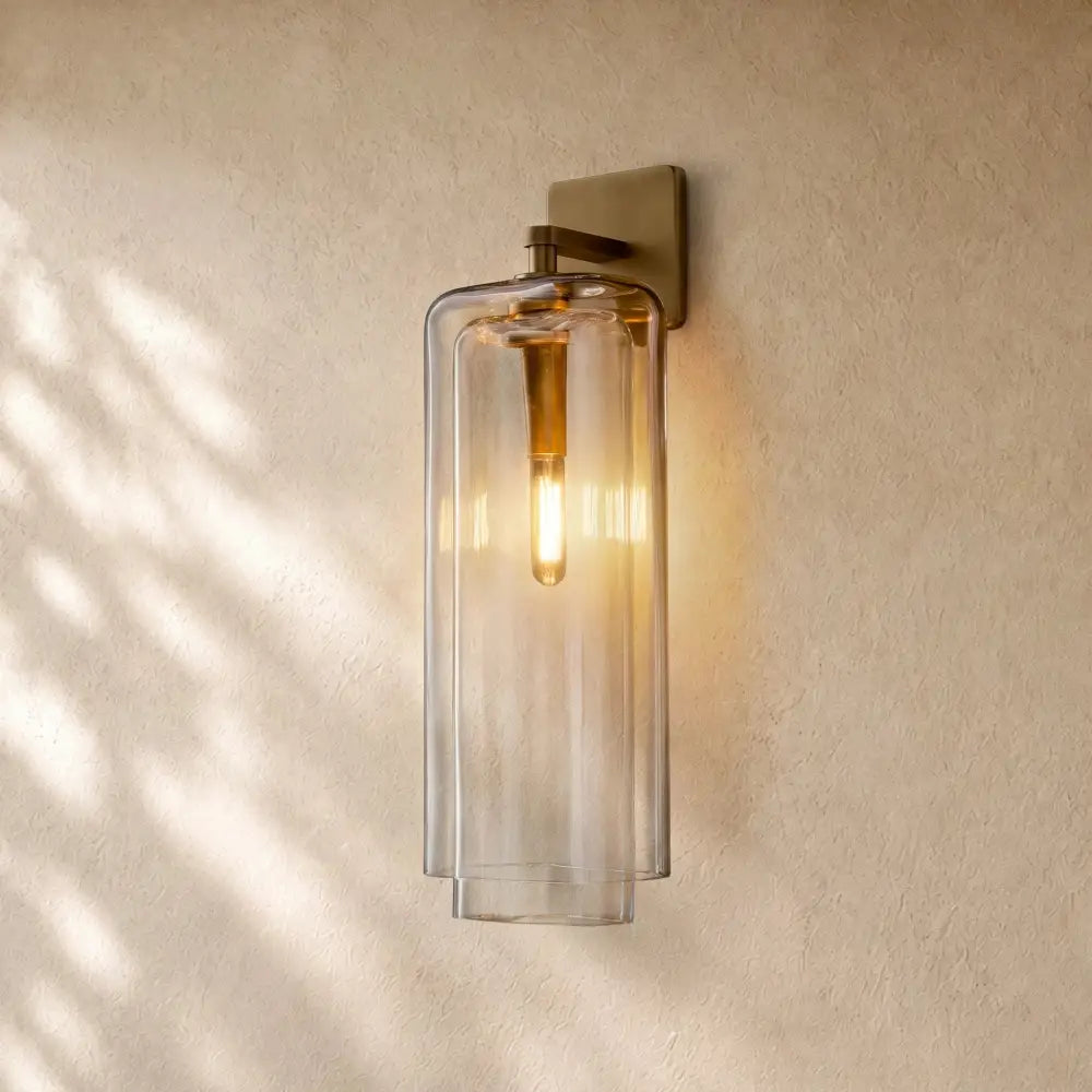 Lacourt Amber Glass Sconce - Lacquered Burnished Brass / 21’’ / Clear