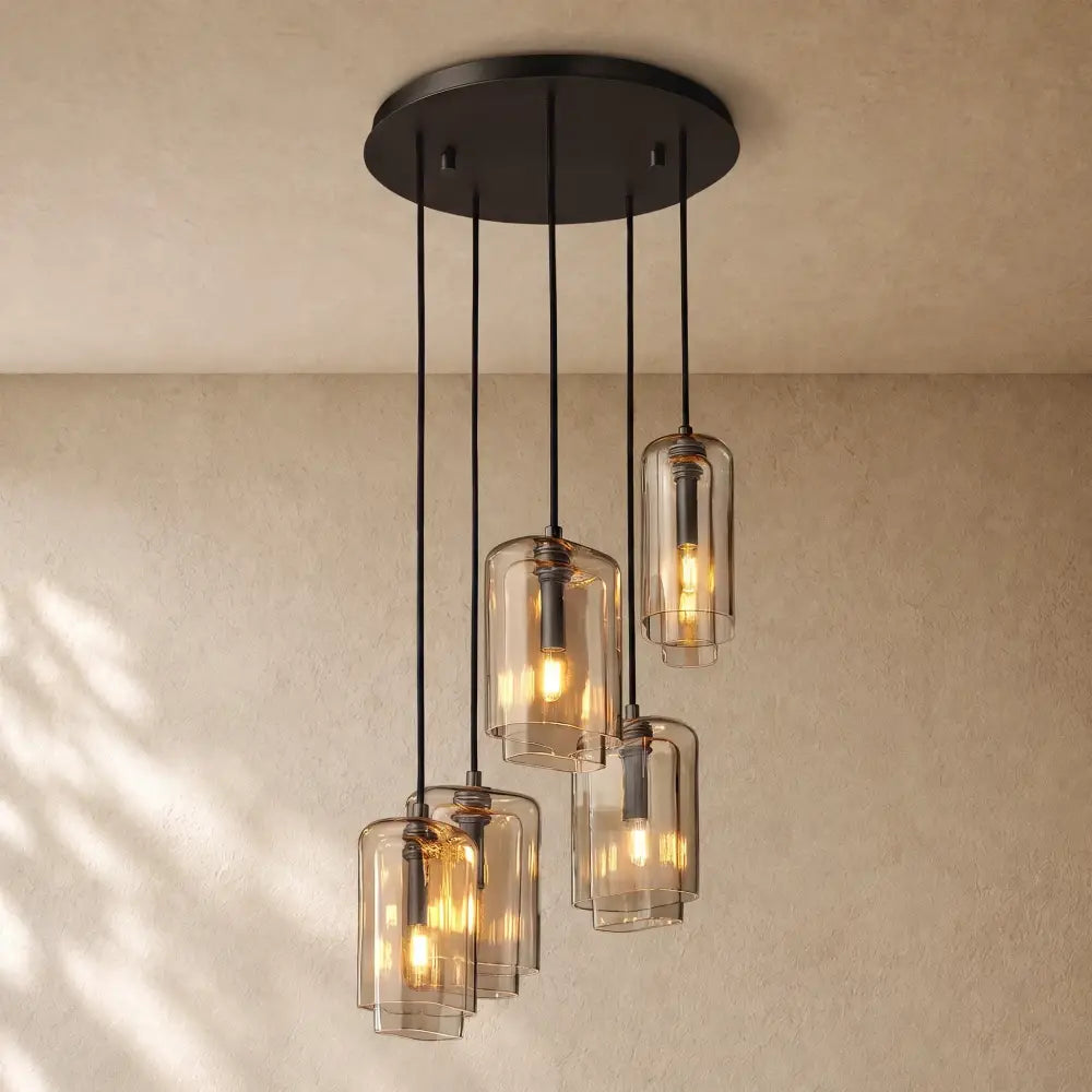 LACOURT GLASS CLUSTER CHANDELIER - Bronze / 18’’ / Amber