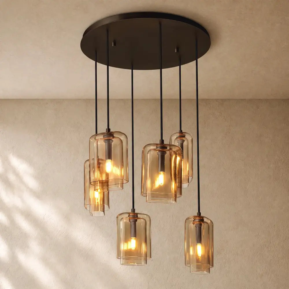 LACOURT GLASS CLUSTER CHANDELIER - Bronze / 24’’ / Amber