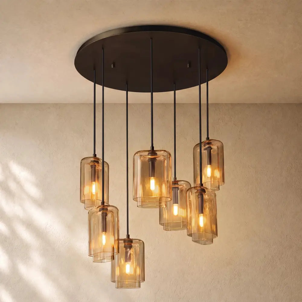 LACOURT GLASS CLUSTER CHANDELIER - Bronze / 30’’ / Amber