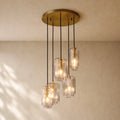 LACOURT GLASS CLUSTER CHANDELIER - Lacquered Burnished Brass / 18’’ / Clear