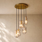 LACOURT GLASS CLUSTER CHANDELIER - Lacquered Burnished Brass / 18’’ / Clear