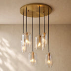 LACOURT GLASS CLUSTER CHANDELIER - Lacquered Burnished Brass / 24’’ / Clear