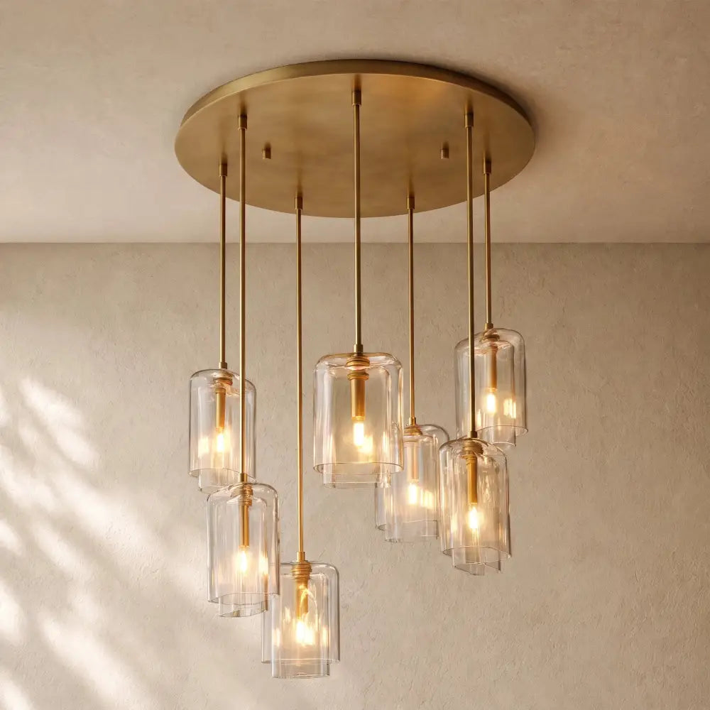 LACOURT GLASS CLUSTER CHANDELIER - Lacquered Burnished Brass / 30’’ / Clear