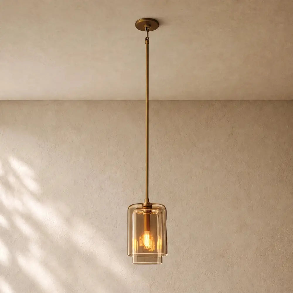 LACOURT GLASS PENDANT - Lacquered Burnished Brass / Amber
