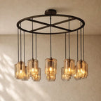 LACOURT GLASS ROUND CHANDELIER - Bronze / 48’’ / Amber