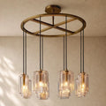 LACOURT GLASS ROUND CHANDELIER - Lacquered Burnished Brass / 36’’ / Clear
