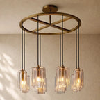 LACOURT GLASS ROUND CHANDELIER - Lacquered Burnished Brass / 36’’ / Clear
